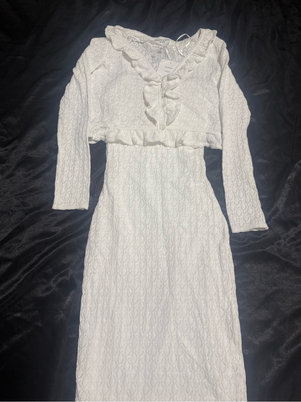 White Lace Midi Dress for Special Occasions Size XS Willow & Wind NWT - Picture 3 of 8